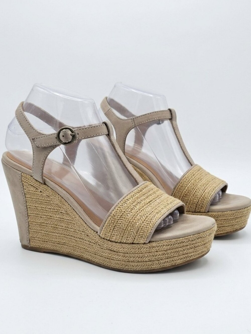 UGG Australia Fitchie Platform Wedge Sandals 1006844 Oyster Tan beige size 8
